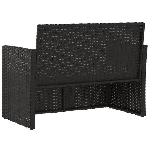 Havebænk med hynder 105 cm polyrattan sort