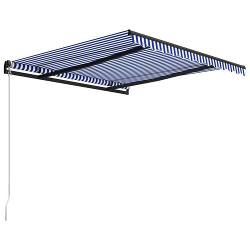 Foldemarkise manuel betjening 350x250 cm blå og hvid