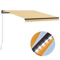 Markise m. LED-lys 300x250 cm manuel betjening gul og hvid
