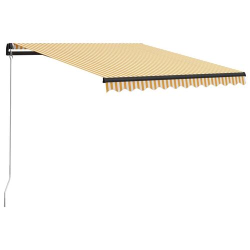 Markise m. LED-lys 300x250 cm manuel betjening gul og hvid