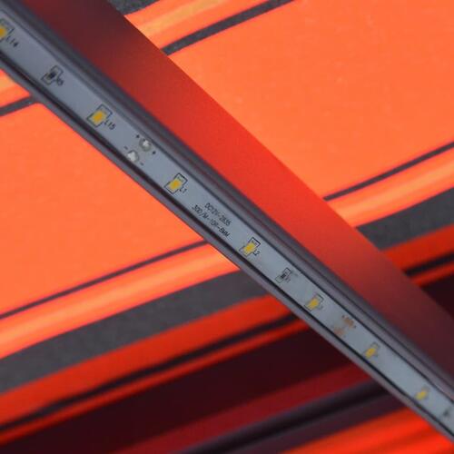 Markise m. LED-lys 300x250 cm manuel betjening orange og brun