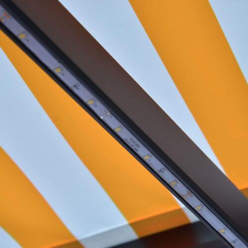Markise m. LED-lys 400x300 cm manuel betjening gul og hvid