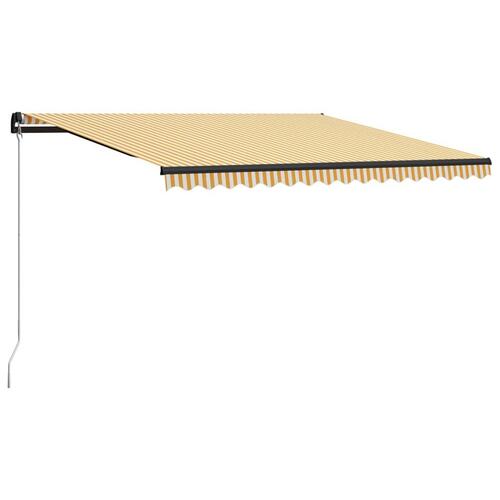 Markise m. LED-lys 400x300 cm manuel betjening gul og hvid