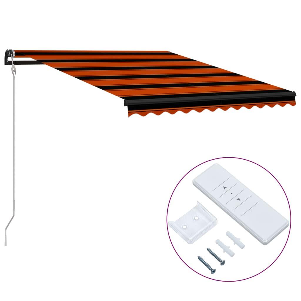 Foldemarkise automatisk betjening 300x250 cm orange og brun