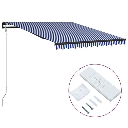 Automatisk foldemarkise 350x250 cm blå og hvid