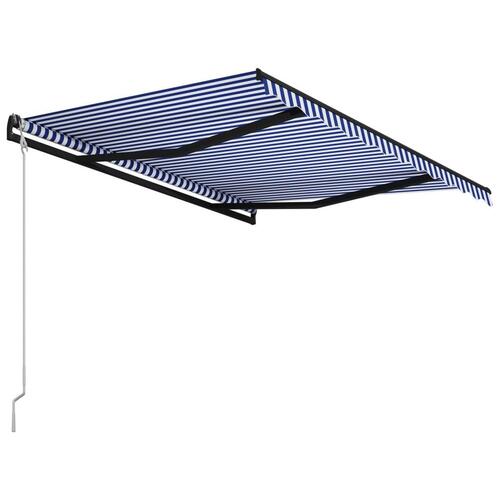 Automatisk foldemarkise 350x250 cm blå og hvid
