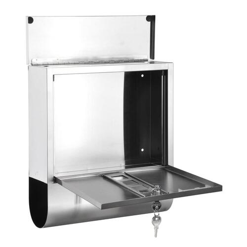 postkasse med avisholder 30,5x9,6x33,5 cm rustfrit stål