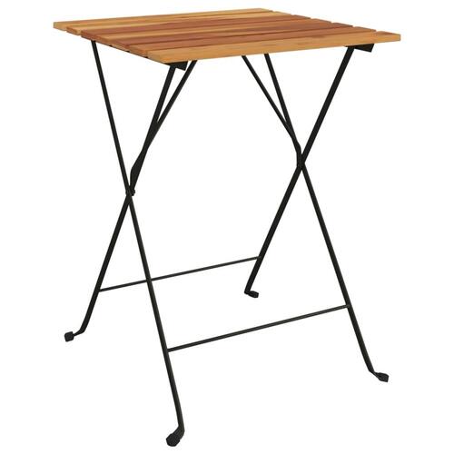 Foldbart bistrobord 55x54x71 cm massivt teaktræ og stål
