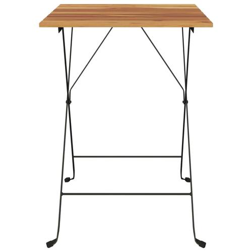 Foldbart bistrobord 55x54x71 cm massivt teaktræ og stål