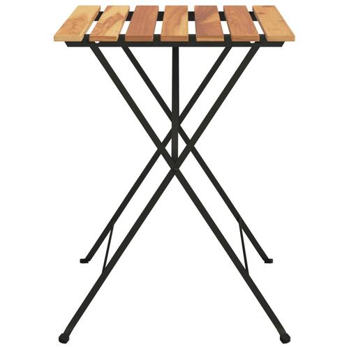 Foldbart bistrobord 55x54x71 cm massivt teaktræ og stål