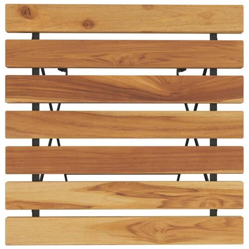 Foldbart bistrobord 55x54x71 cm massivt teaktræ og stål