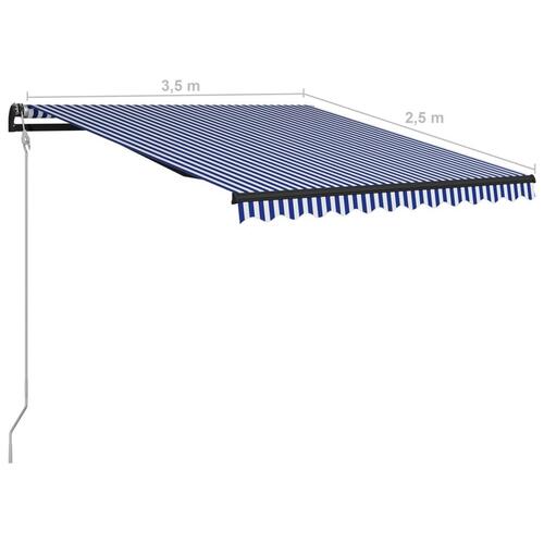 Automatisk foldemarkise 350x250 cm blå og hvid