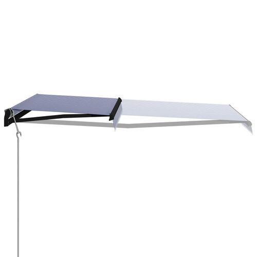 Automatisk foldemarkise 400x300 cm blå og hvid