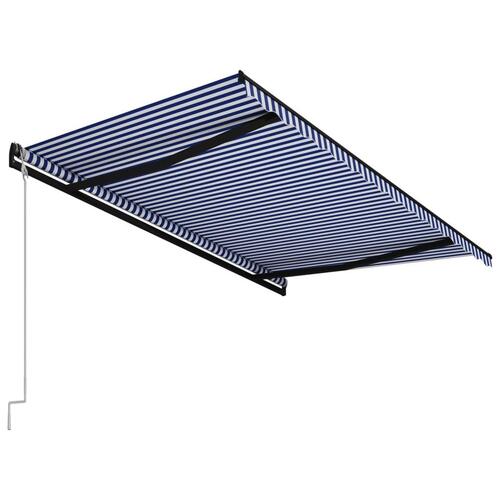 Automatisk foldemarkise 400x300 cm blå og hvid
