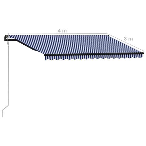 Automatisk foldemarkise 400x300 cm blå og hvid