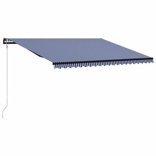 Foldemarkise automatisk betjening 500x300 cm blå og hvid