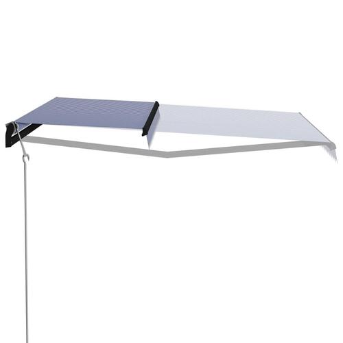 Foldemarkise automatisk betjening 500x300 cm blå og hvid