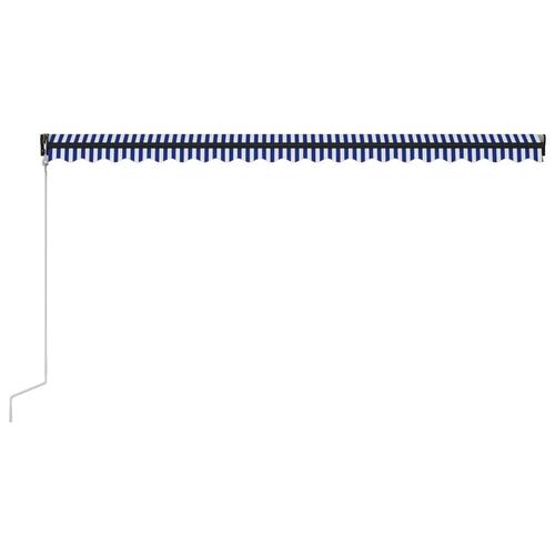 Foldemarkise automatisk betjening 500x300 cm blå og hvid