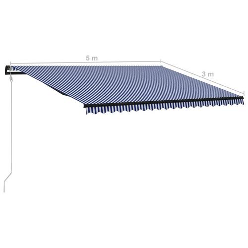 Foldemarkise automatisk betjening 500x300 cm blå og hvid