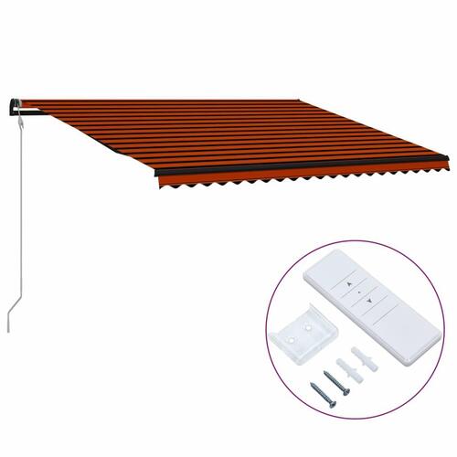 Foldemarkise automatisk betjening 500x300 cm orange og brun