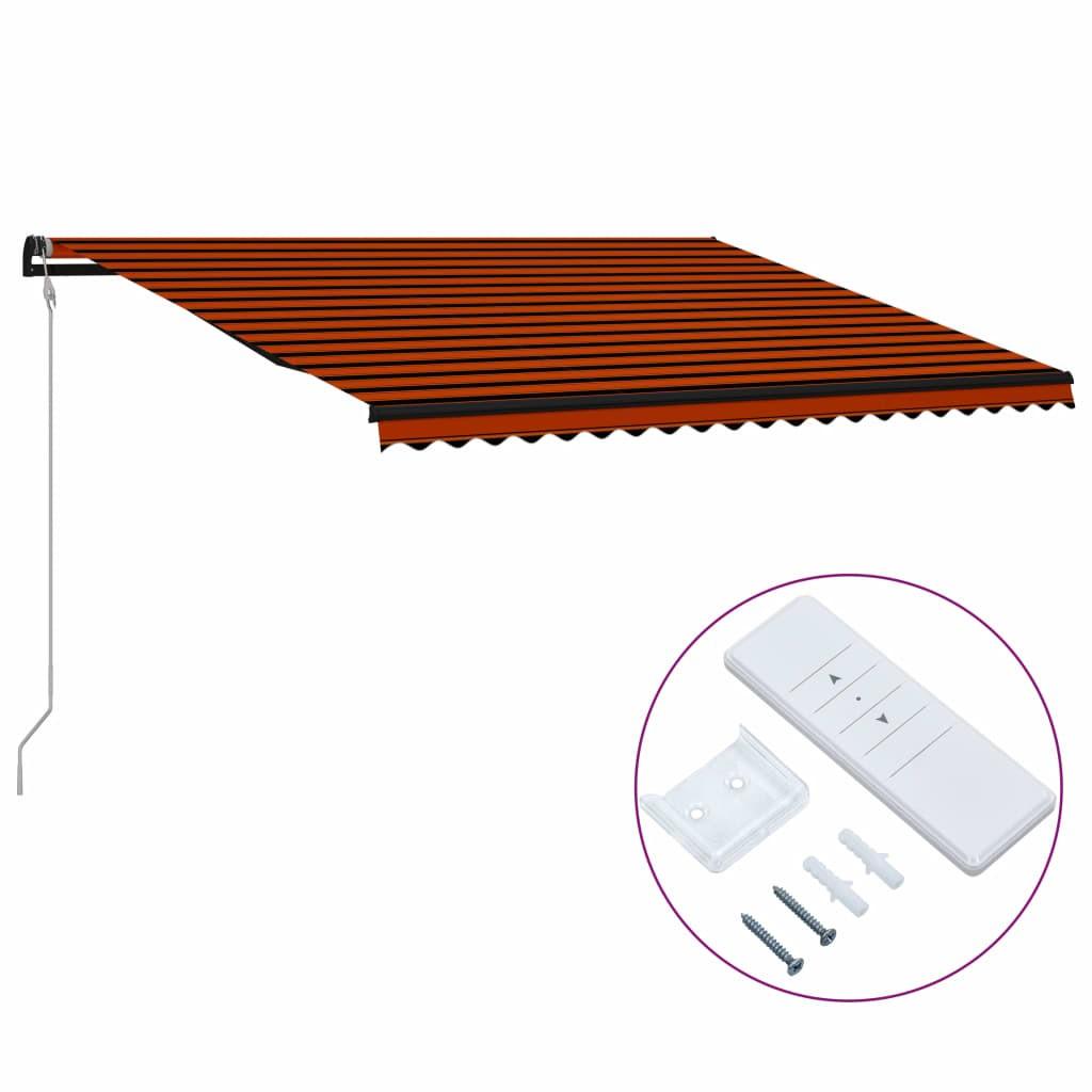 Foldemarkise automatisk betjening 500x300 cm orange og brun