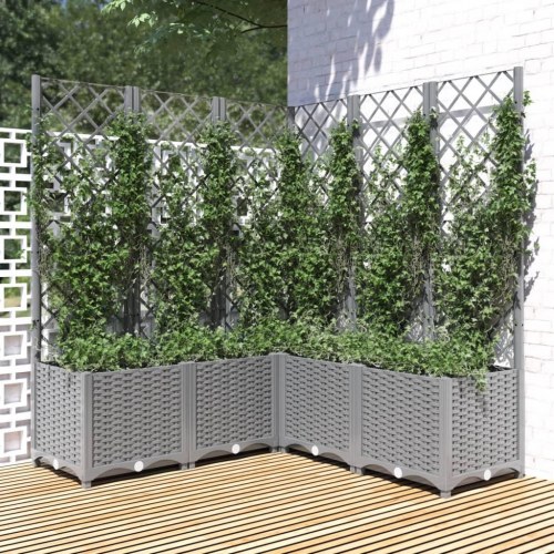 Plantekasse med espalier 120 x 120 x 136 cm - lysegrå