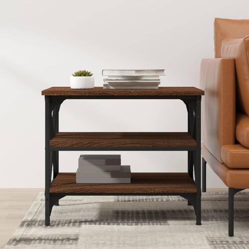 Sidebord 55x38x45 cm konstrueret træ brun egetræsfarve