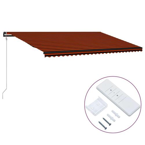 Markise med automatisk betjening 600x300 cm orange brun