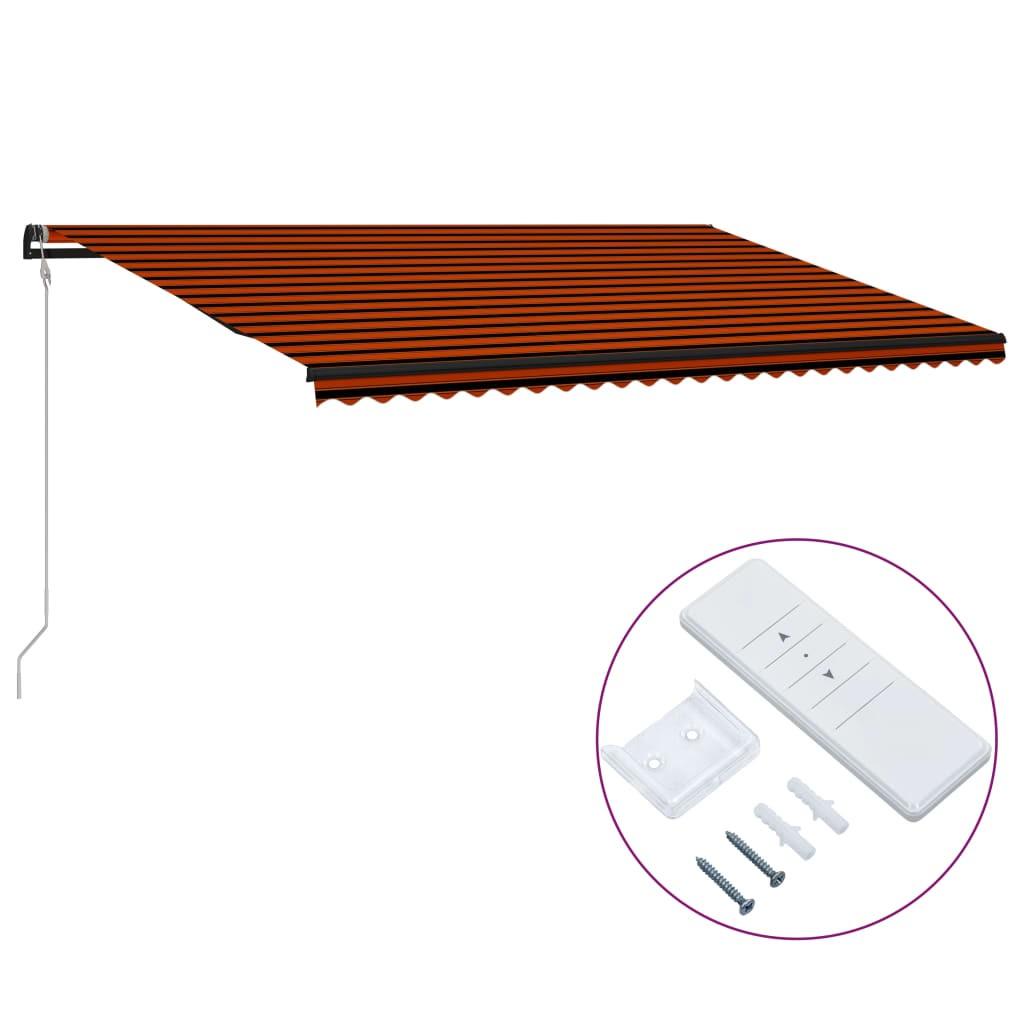 Markise med automatisk betjening 600x300 cm orange brun