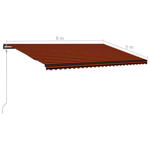 Markise med automatisk betjening 600x300 cm orange brun