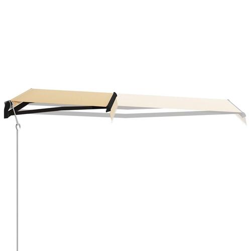Manuel foldemarkise m. vindsensor & LED 300x250 cm gul og hvid