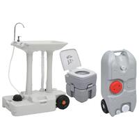 Transportabelt campingtoilet og håndvask med vandbeholder