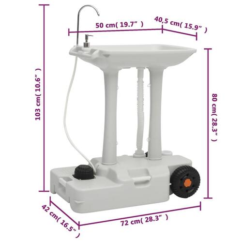 Transportabelt campingtoilet og håndvask med vandbeholder