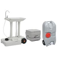 Transportabelt campingtoilet og håndvask med vandbeholder