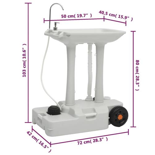 Transportabelt campingtoilet og håndvask med vandbeholder