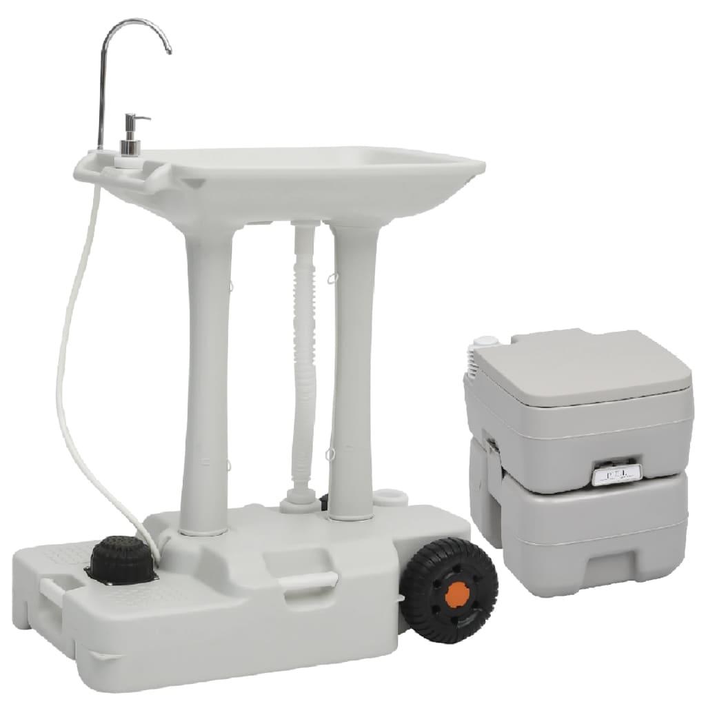 Transportabelt campingtoilet og håndvask