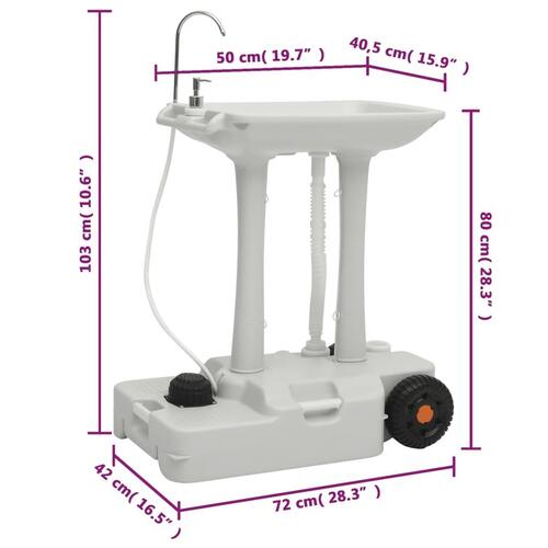 Transportabelt campingtoilet og håndvask med vandbeholder