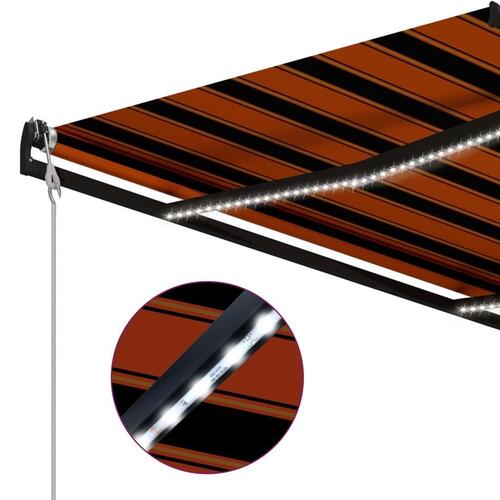 Manuel foldemarkise m. vindsensor & LED 300x250 cm orange brun