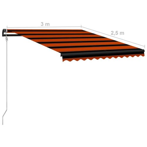 Manuel foldemarkise m. vindsensor & LED 300x250 cm orange brun