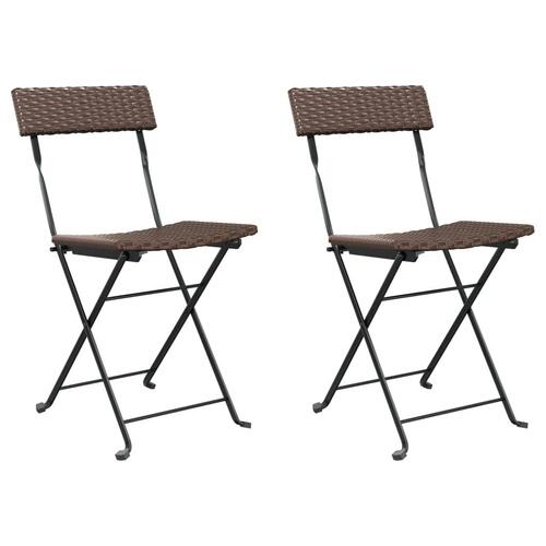 Foldbare bistrostole 2 stk. polyrattan og stål brun