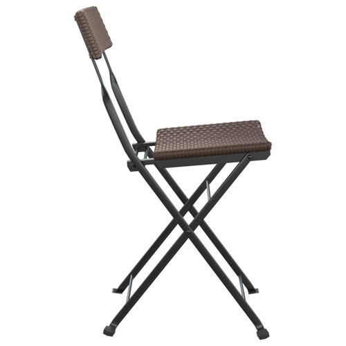 Foldbare bistrostole 2 stk. polyrattan og stål brun