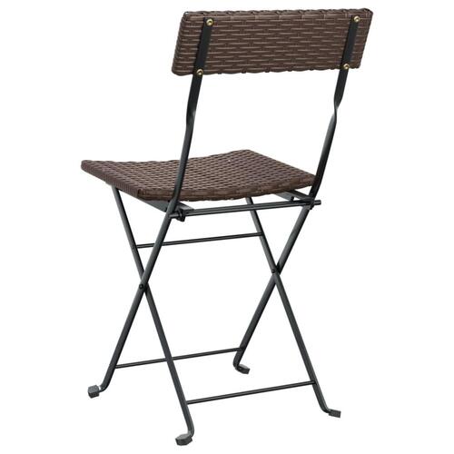 Foldbare bistrostole 2 stk. polyrattan og stål brun