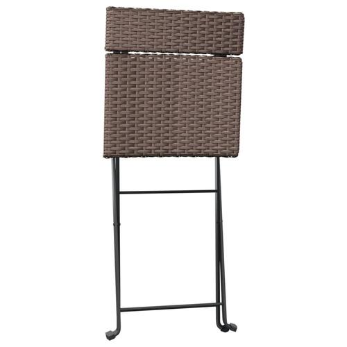 Foldbare bistrostole 2 stk. polyrattan og stål brun
