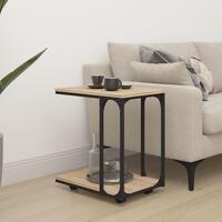 Sidebord med hjul 50x35x55,5 cm konstrueret træ sonoma-eg