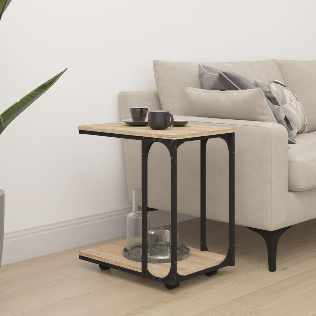 Sidebord med hjul 50x35x55,5 cm konstrueret træ sonoma-eg