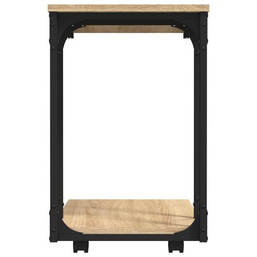 Sidebord med hjul 50x35x55,5 cm konstrueret træ sonoma-eg