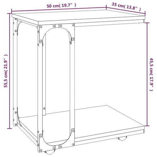 Sidebord med hjul 50x35x55,5 cm konstrueret træ sonoma-eg