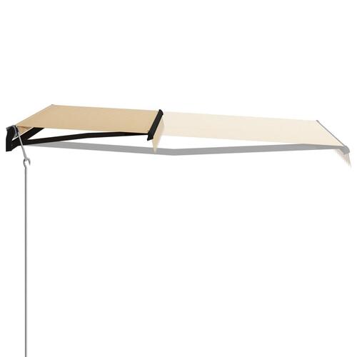 Foldemarkise med vindsensor og LED 400x300 cm gul og hvid