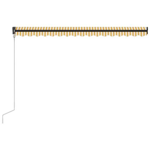 Foldemarkise med vindsensor og LED 400x300 cm gul og hvid