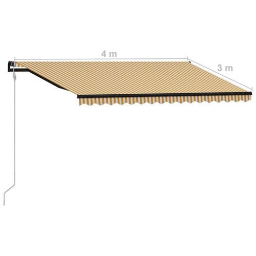 Foldemarkise med vindsensor og LED 400x300 cm gul og hvid